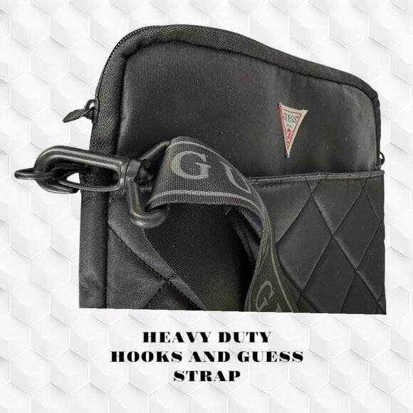 Guess Black Laptop Bag with Quilted Texture and Adjustable Strap - Picture 9 of 10